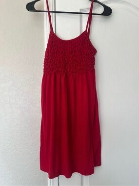 Chesley Red Smocked Bodice Mini Dress